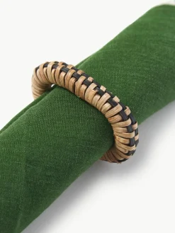 Serviettenringe Weave aus Rattan und Mangoholz, 4 Stück