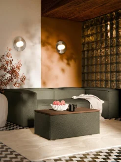 Sofa-Hocker Lennon aus Bouclé mit Stauraum