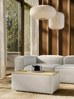 Sofa-Hocker Lennon aus Bouclé mit Stauraum