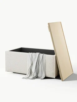 Sofa-Hocker Lennon aus Bouclé mit Stauraum