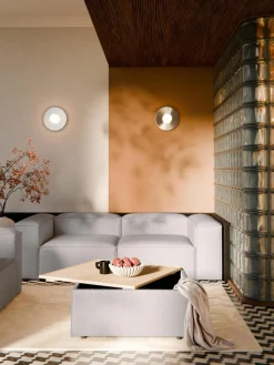 Sofa-Hocker Lennon aus Bouclé mit Stauraum