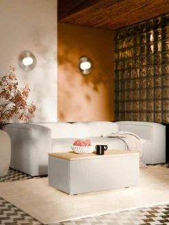 Sofa-Hocker Lennon aus Leinen-Mix mit Stauraum