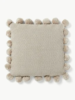 Strick-Kissenhülle Molly mit Pompoms