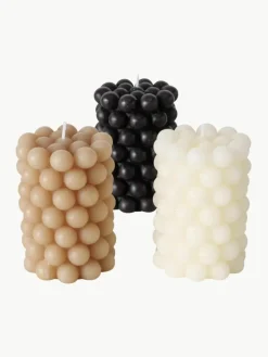 Stumpenkerzen Pearls, 3er-Set, H 10 cm