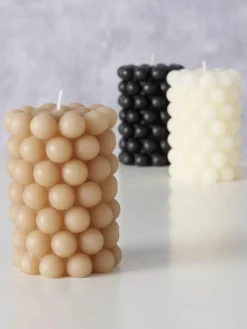 Stumpenkerzen Pearls, 3er-Set, H 10 cm