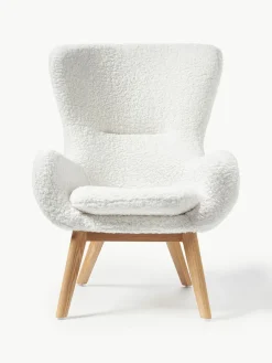 Teddy-Ohrensessel Wing mit Holz-Beinen