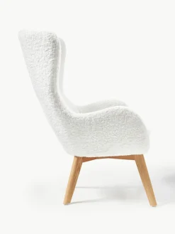 Teddy-Ohrensessel Wing mit Holz-Beinen