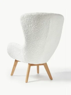 Teddy-Ohrensessel Wing mit Holz-Beinen