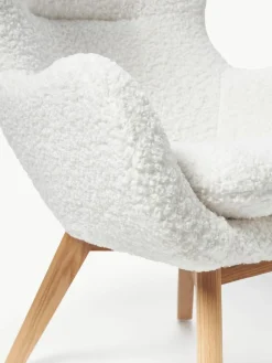 Teddy-Ohrensessel Wing mit Holz-Beinen