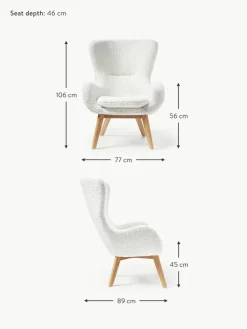 Teddy-Ohrensessel Wing mit Holz-Beinen