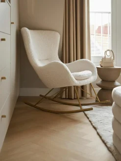 Teddy-Schaukelstuhl Wing mit Metall-Beinen