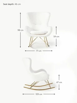 Teddy-Schaukelstuhl Wing mit Metall-Beinen