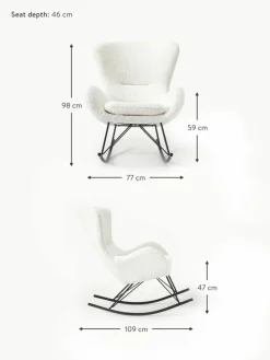 Teddy-Schaukelstuhl Wing mit Metall-Beinen