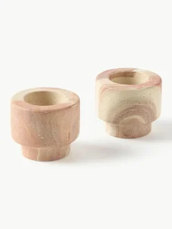 Teelichthalter Kiko in Marmor-Optik, 2er-Set