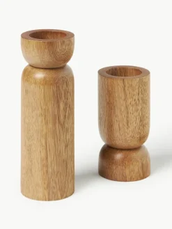 Teelichthalter Matti aus Mangoholz, 2er-Set