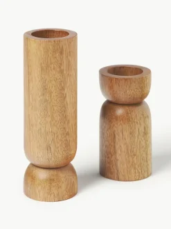 Teelichthalter Matti aus Mangoholz, 2er-Set