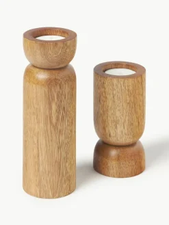Teelichthalter Matti aus Mangoholz, 2er-Set