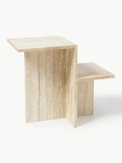 Travertin-Beistelltisch Distinct mit zwei Tischplatten