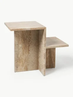 Travertin-Beistelltisch Distinct mit zwei Tischplatten