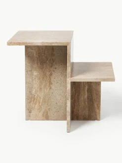 Travertin-Beistelltisch Distinct mit zwei Tischplatten