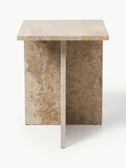 Travertin-Beistelltisch Distinct mit zwei Tischplatten