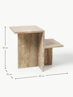 Travertin-Beistelltisch Distinct mit zwei Tischplatten