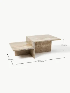 Travertin-Couchtisch Distinct mit zwei Tischplatten