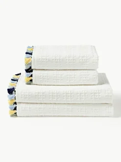 Velours-Handtuch-Set Tallulah mit dekorativen Fransen, in verschiedenen Setgrößen