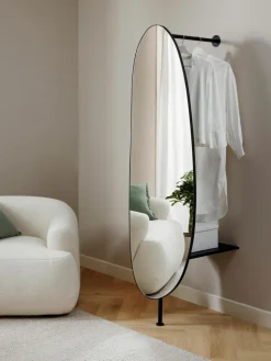 Wandspiegel Ophelia mit Kleiderstange und Ablage