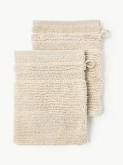 Waschhandschuhe Luxe mit Streifenbordüre, 2 Stück