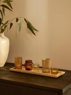 Windlichter Elviena mit Holztablett, 6er-Set